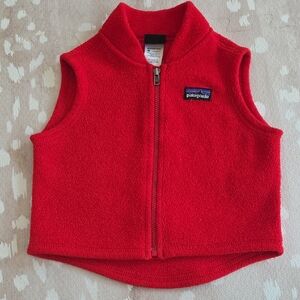 Patagonia Red Kids Fleece Vest with Front Zip